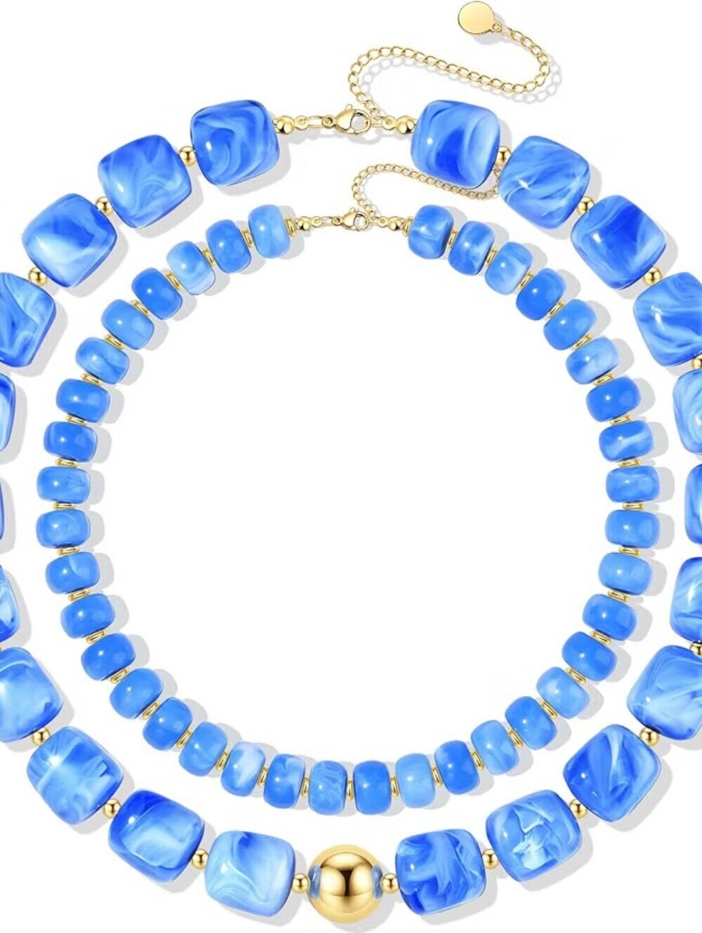 2Pcs Chunky Resin Beaded Necklace Choker Boho
